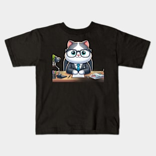 The Cute Cat Boss Compendium: A Treasury of Feline Funnies Kids T-Shirt